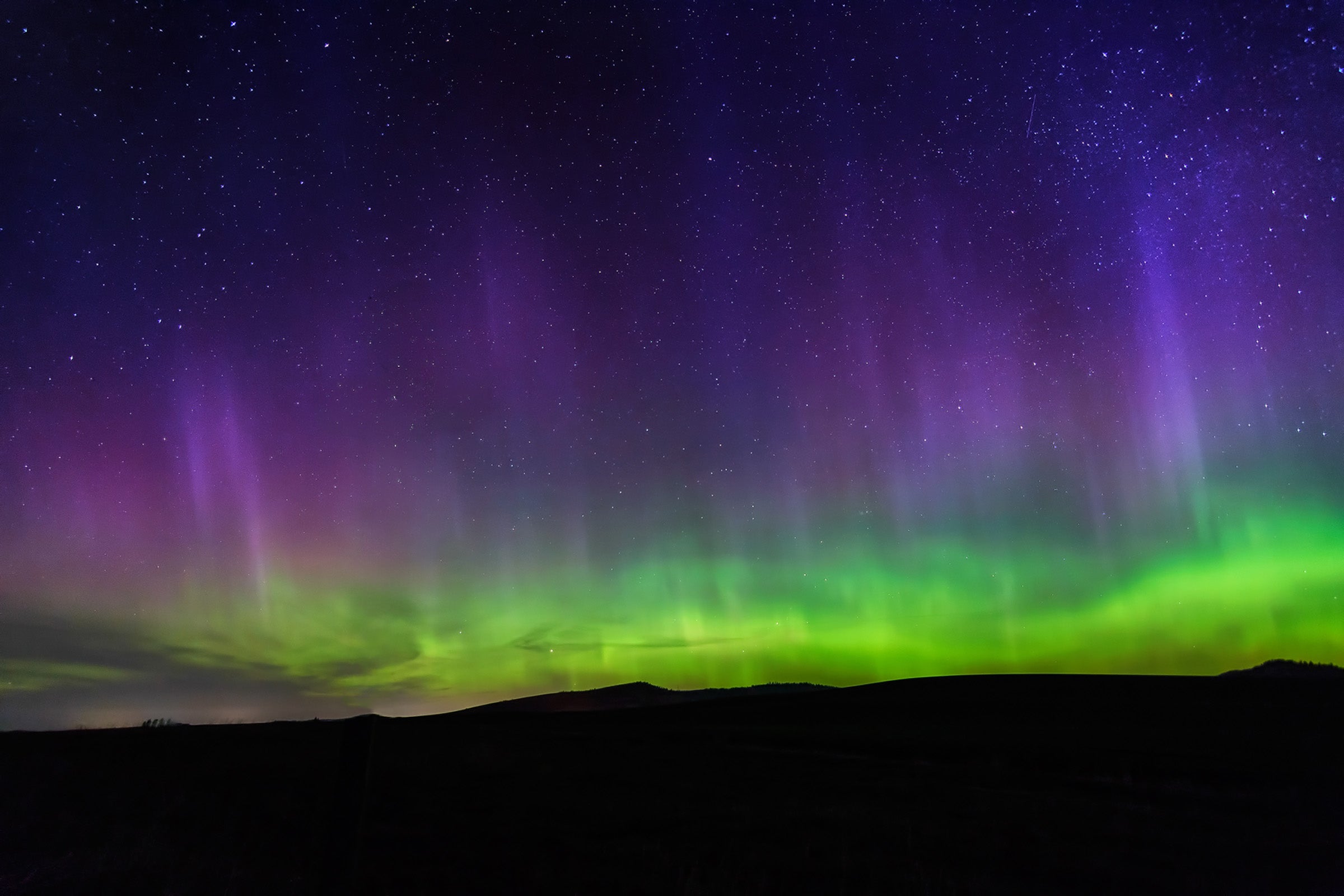 Aurora Borealis colors the night sky